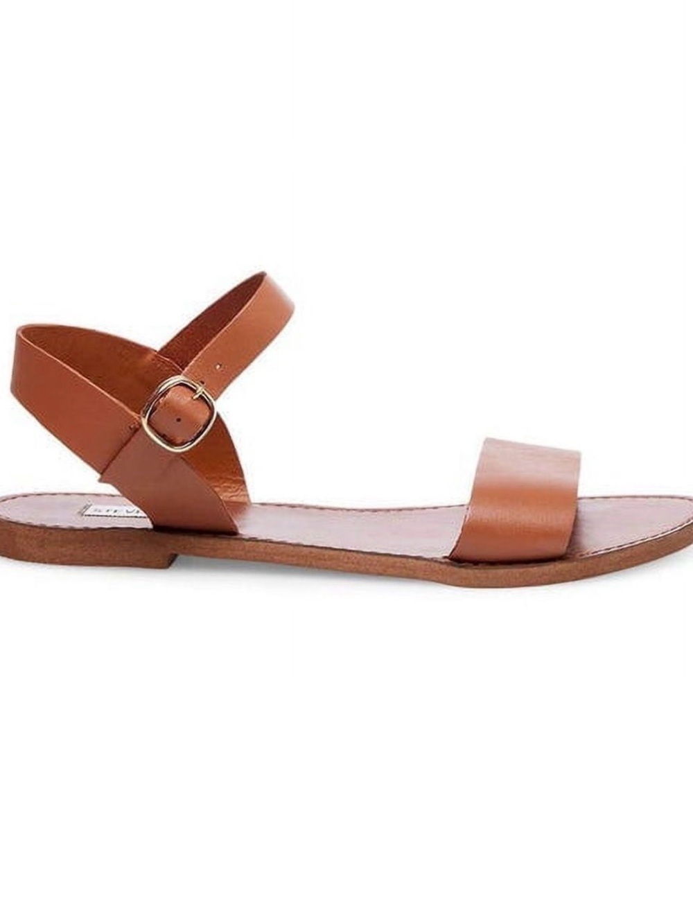 Steve Madden Tan Leather Ankle-Strap Flat Sandal